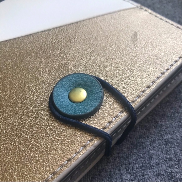 Anthropologie leather-bound journal CREAM/GOLD - Picture 3 of 4